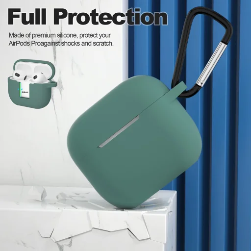  Techsuit - Szilikon Tok - Apple AirPods 3-hoz, Sima Ultrathin Anyag - Sötétzöld tok - 4