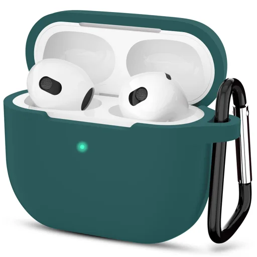  Techsuit - Szilikon Tok - Apple AirPods 3-hoz, Sima Ultrathin Anyag - Sötétzöld tok - 1