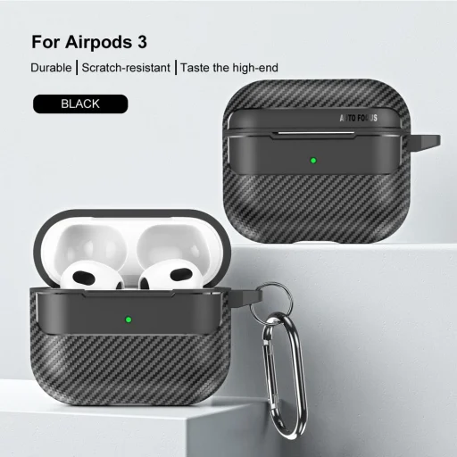  Techsuit - CarbonSzál - AirPods 3-hoz - Fekete tok - 2