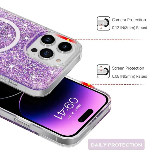  Techsuit - Csillogó Glitter MagSafe - Samsung Galaxy A36 5G / A56 5G - Fehér tok - 2