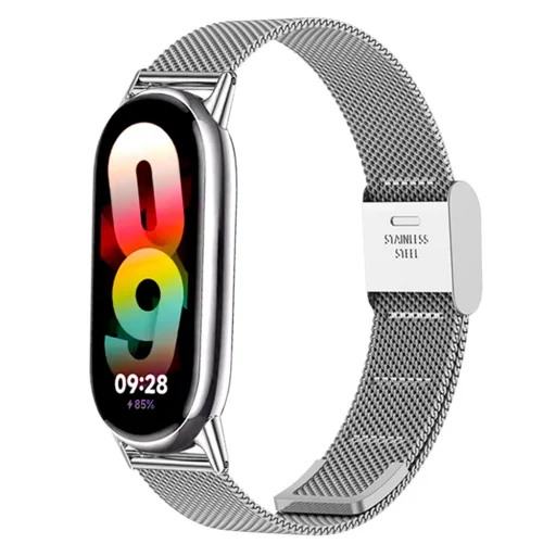  Techsuit - 15 mm-es óraszíj (W022) - Xiaomi Mi Band 8 / 8 NFC / 9 / 9 NFC - Ezüst - 1