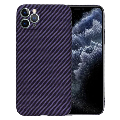  Techsuit - Karbonit Szálas Ház - iPhone 11 Pro Max - Lila tok - 1