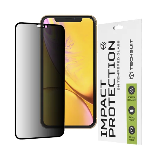  Techsuit - 111D Privacy Teljes Ragasztás - iPhone XR / iPhone 11 - Fekete üvegfólia - 1