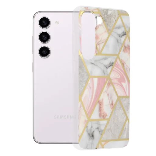  Techsuit - Márvány Sorozat - Samsung Galaxy S23 - Rózsaszín Hex tok - 1