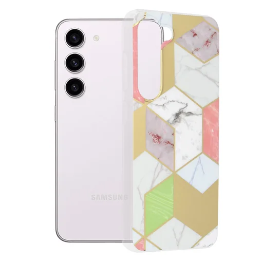 Techsuit - Márvány Sorozat - Samsung Galaxy S23 - Lila Hex tok - 1