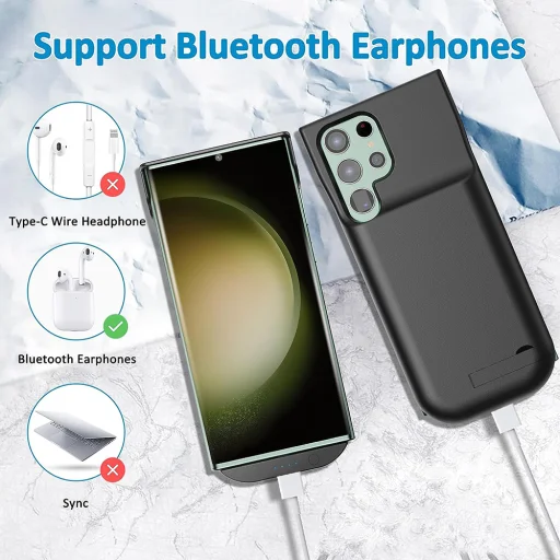  Techsuit - Power Pro Akkumulátoros Tok - Samsung Galaxy S23 Ultra - 6000mAh - Fekete tok - 5