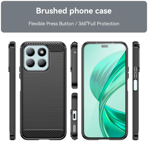  Techsuit - Szénszálas Szilikon - Honor X8b - Fekete tok - 2