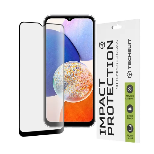  Techsuit - 111D Teljes Borítású / Teljes Ragasztású Üveg - Samsung Galaxy A14 4G / A14 5G - Fekete üvegfólia - 1