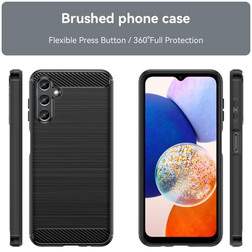  Techsuit - Szén Szilikon - Samsung Galaxy A14 4G / A14 5G - Fekete tok - 3