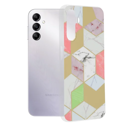  Techsuit - Márvány Széria - Samsung Galaxy A14 4G / A14 5G - Lila Hex tok - 1