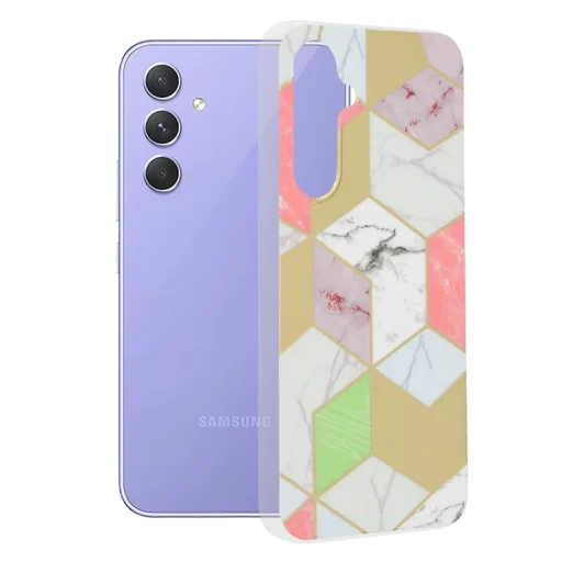  Techsuit - Marble Sorozat - Samsung Galaxy A54 - Lila Hex tok - 1