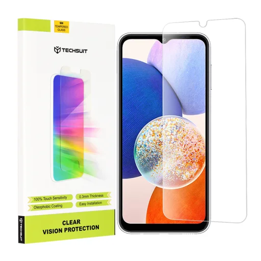  Techsuit - Áttetsző Védőtok - Samsung Galaxy A14 4G / A14 5G - Átlátszó üvegfólia - 1
