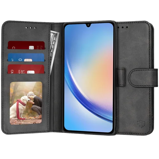 Techsuit - Knižkové puzdro - Samsung Galaxy A34 5G - Čierne puzdro - 1