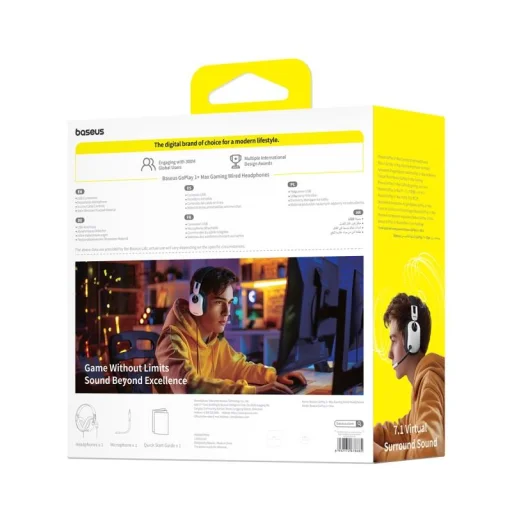 OS-Baseus GoPlay 1+ Max Vezetékes Gamer Fejhallgató Holdfehér - 7