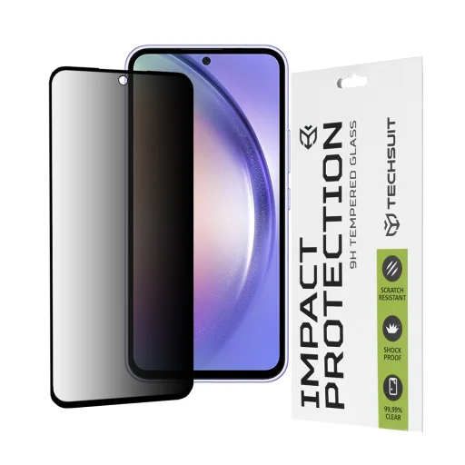  Techsuit - 111D Privacy Teljes Ragasztós - Samsung Galaxy A54 - Fekete üvegfólia - 1