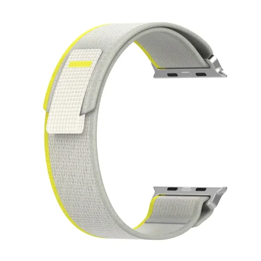  Techsuit - Óraszíj (W039) - Apple Watch 1/2/3/4/5/6/7/8/9/10/SE/SE 2/Ultra/Ultra 2 (42/44/45/46/49mm) - Sárga / Szürke - 3