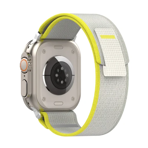  Techsuit - Óraszíj (W039) - Apple Watch 1/2/3/4/5/6/7/8/9/10/SE/SE 2/Ultra/Ultra 2 (42/44/45/46/49mm) - Sárga / Szürke - 1