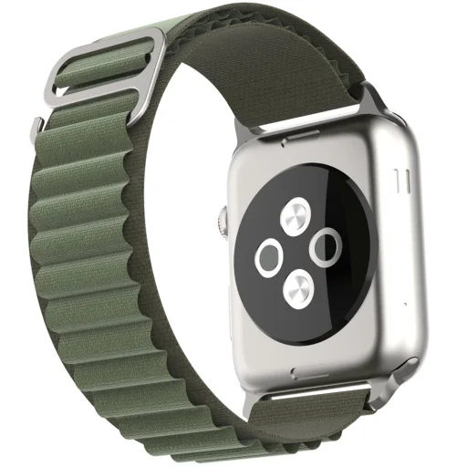  Techsuit - Óraszíj (W037) - Apple Watch 1/2/3/4/5/6/7/8/9/10/SE/SE 2 (38/40/41/42mm) - Katonai zöld - 5