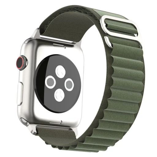  Techsuit - Óraszíj (W037) - Apple Watch 1/2/3/4/5/6/7/8/9/10/SE/SE 2 (38/40/41/42mm) - Katonai zöld - 2