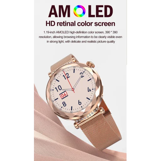 Blavec Smartwatch W19 Liana HD AMOLED (SWW19-RG) rose gold + 2 szíj - 8