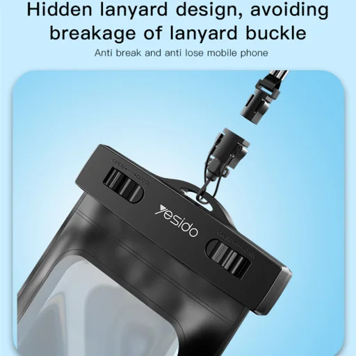 Yesido - Vízhatlan tok (WB10) - IPX8, maximum 6,7" méretű telefonhoz - Fekete - 4