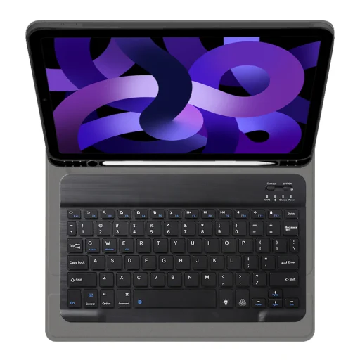  Techsuit - CozyTab tok (ceruzatartóval/RGB billentyűzet) - iPad Air 4 (2020)/Air 5 (2022)/Air 11 (2024) - Fekete - 5