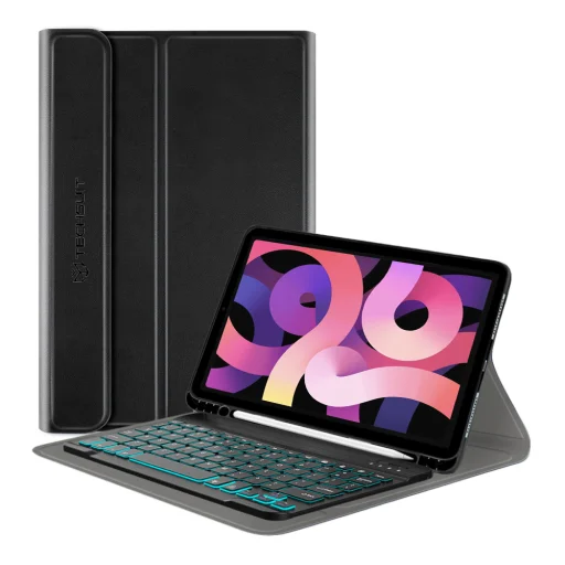  Techsuit - CozyTab tok (ceruzatartóval/RGB billentyűzet) - iPad Air 4 (2020)/Air 5 (2022)/Air 11 (2024) - Fekete - 1