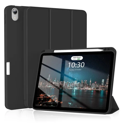  Techsuit - Rugalmas háromszoros tok (ceruzatartóval) - iPad Air 4 (2020) / Air 5 (2022) - Fekete - 1