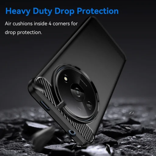  Techsuit - Karbonszálas Szilikon Tok - Xiaomi Redmi A3 - Fekete tok - 4