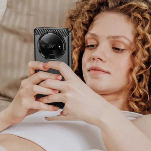  Techsuit - Karbonszálas Szilikon Tok - Xiaomi Redmi A3 - Fekete tok - 6