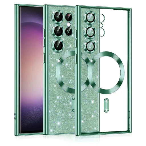  Techsuit - Luxus Csillogó MagSafe - Samsung Galaxy S23 Ultra - Világos Zöld tok - 1