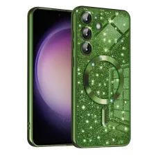  Techsuit - Luxus Csillogó MagSafe - Samsung Galaxy S23 FE - Mélyzöld tok