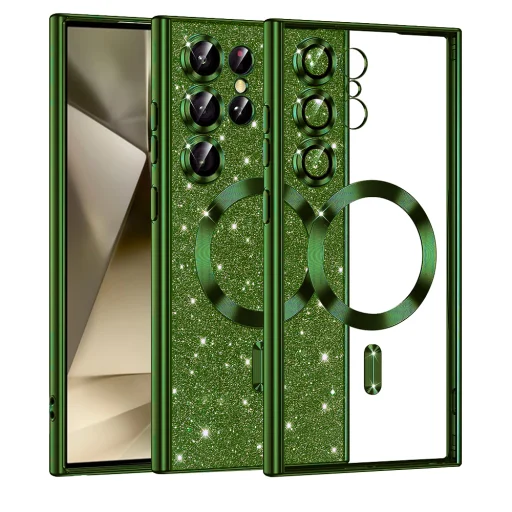  Techsuit - Luxus Csillogó MagSafe - Samsung Galaxy S24 Ultra - Mélyzöld tok - 1