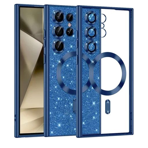  Techsuit - Luxus Csillogó MagSafe - Samsung Galaxy S24 Ultra - Mélykék tok - 1