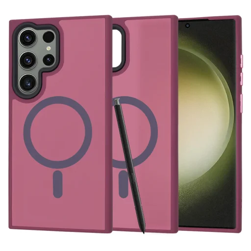  Techsuit - HaloFrost MagSafe Sorozat - Samsung Galaxy S23 Ultra - Bordeaux tok - 1