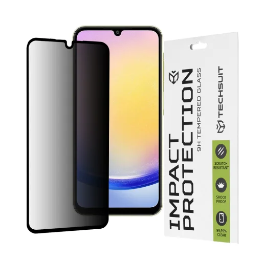  Techsuit - 111D Teljesen Ragasztott Adatvédelmi Képernyővédő - Samsung Galaxy A25 5G - Fekete üvegfólia - 1