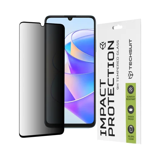  Techsuit - 111D Adatvédelem Teljes Ragasztás - Honor X7a - Fekete üvegfólia - 1