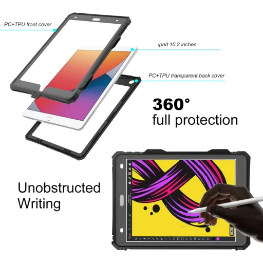 ShellBox - Vízálló IP68 - iPad 10.2" (2019 / 2020 / 2021) - Fekete tok - 6