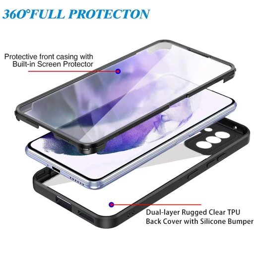  Techsuit - ColorVerse 360 Sorozat + Képernyővédő - Samsung Galaxy S21 FE 5G - Rózsaszín tok - 2