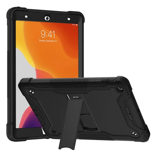  Techsuit - Strapabíró TabShell + Képernyővédő - iPad 10.2 (2019/2020/2021) - Fekete tok - 1