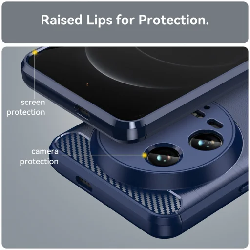  Techsuit - Szén Szilikon - Xiaomi 14 Ultra - Kék tok - 5