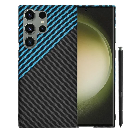  Techsuit - Carbonite FiberShell - Samsung Galaxy S23 Ultra - Kék Pulzus tok - 1