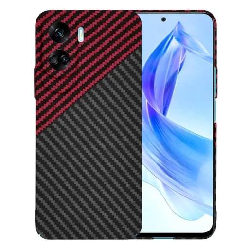  Techsuit - Carbonit Szálhéj - Honor 90 Lite - Vörös Vortex tok - 1
