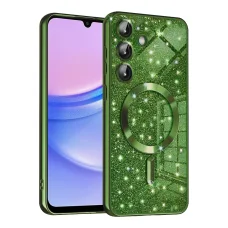 Techsuit - Luxusné trblietavé MagSafe - Samsung Galaxy A15 4G / A15 5G - Tmavo zelené puzdro