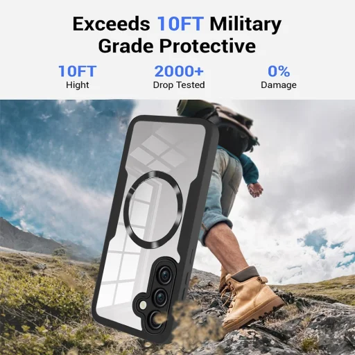 Techsuit - ColorVerse 360 MagSafe Sorozat + Képernyővédő - Samsung Galaxy S25 - Rózsaszín tok - 4