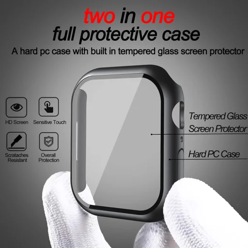  Techsuit - Defense360 Pro + Képernyővédő - Apple Watch 7 (45mm) - Fekete tok - 4