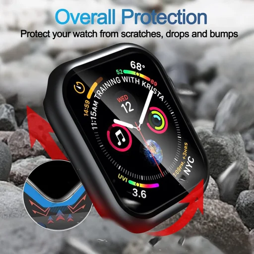  Techsuit - Defense360 Pro + Képernyővédő - Apple Watch 7 (45mm) - Fekete tok - 6