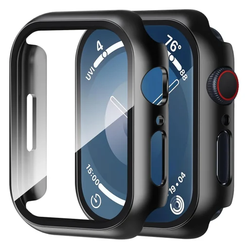  Techsuit - Defense360 Pro + Képernyővédő - Apple Watch 7 (45mm) - Fekete tok - 1
