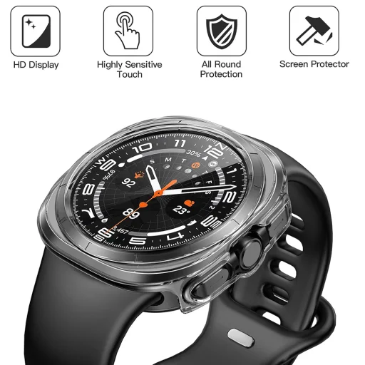  Techsuit - Defense360 Pro + Kijelzővédő - Samsung Galaxy Watch Ultra 2024/2025 (47mm) - Átlátszó tok - 2
