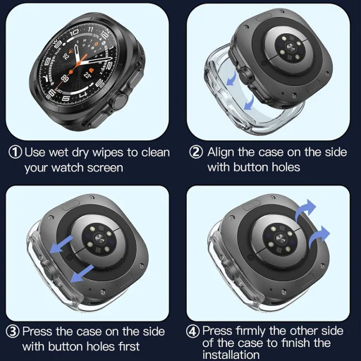  Techsuit - Defense360 Pro + Kijelzővédő - Samsung Galaxy Watch Ultra 2024/2025 (47mm) - Átlátszó tok - 5